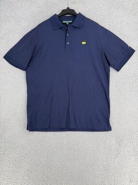 Masters Collection Men’s Large short sleeve polo golf shirt Navy Yellow Logo